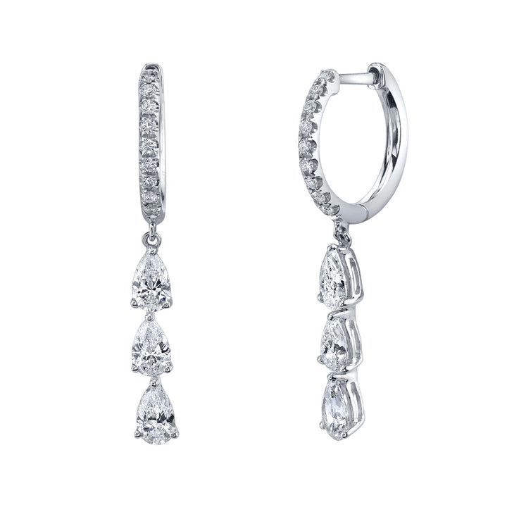 Anita Ko Huggies with Three Diamond Pear Drops