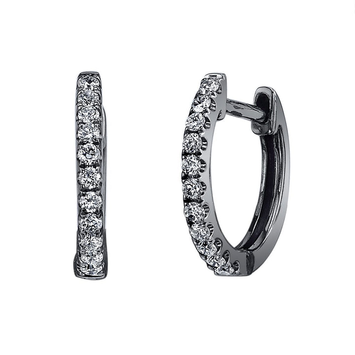 Anita Ko Small White Diamond Huggies in Black Gold