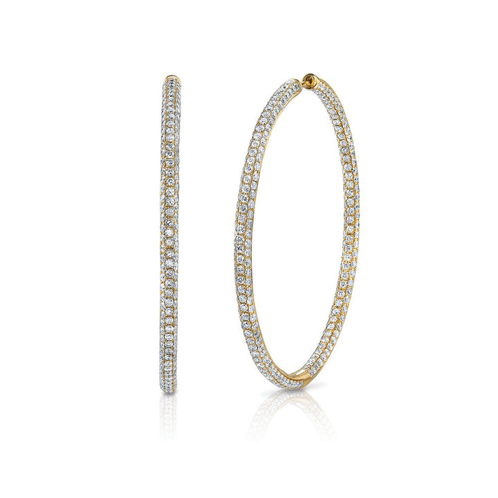 Anita Ko Three Row Diamond Large Hoop Earrings