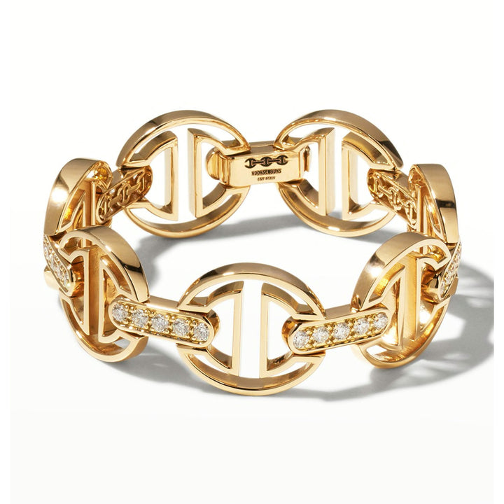 Hoorsenbuhs 18K Yellow Gold Large Link Pave Diamond Bracelet
