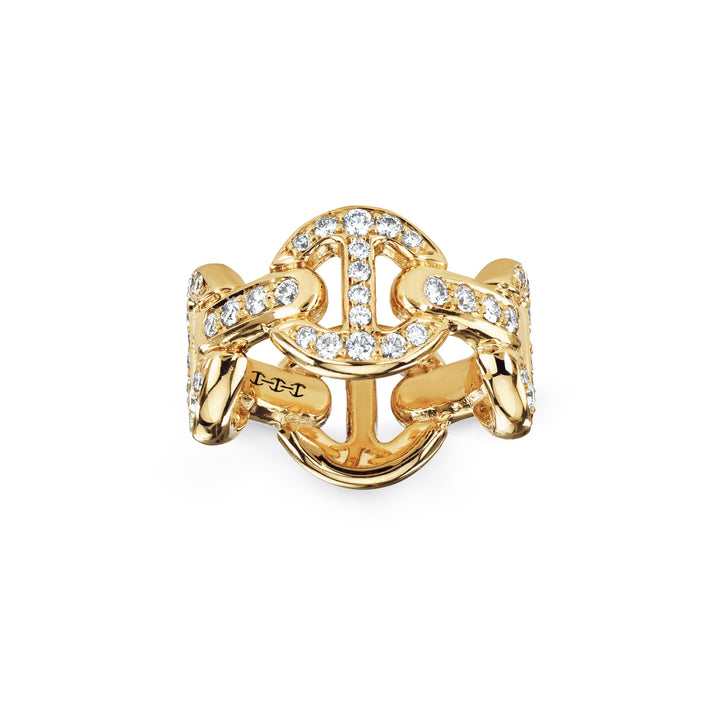 Hoorsenbuhs 18K Yellow Gold Antiquated Diamond Link Ring