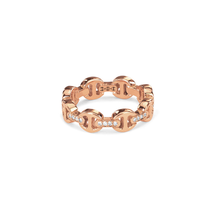 Hoorsenbuhs Stackable 18K Rose Gold Dame Tri-Link Diamond Ring
