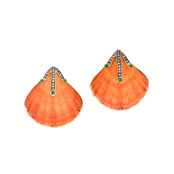 Silvia Furmanovich Diamond Orange Shell Earrings