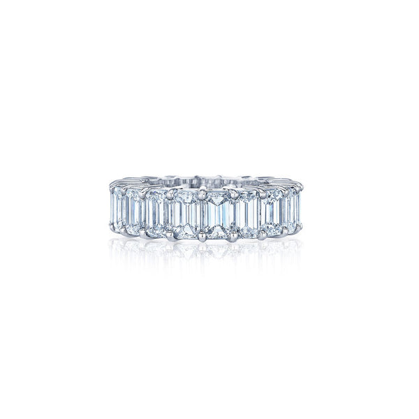 Kwiat Eternity Wedding Ring with Emerald-Cut Diamonds in Platinum, 10.70 Carats