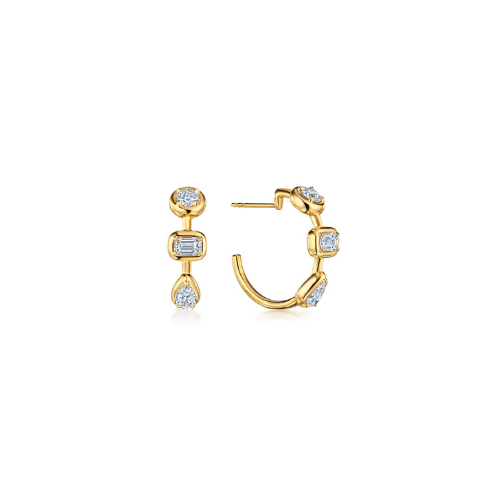 Kwiat Starry Night Bezel-Set Diamond Hoop Earrings in 18K Yellow Gold