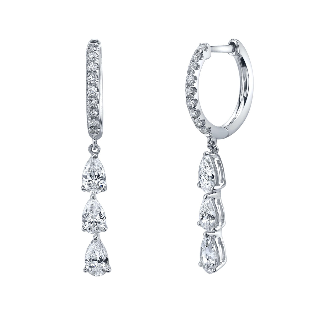 Anita Ko Huggies with Three Diamond Pear Drops