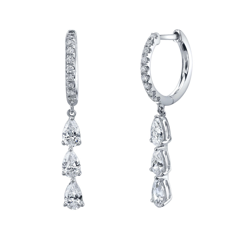 Anita Ko Huggies with Three Diamond Pear Drops