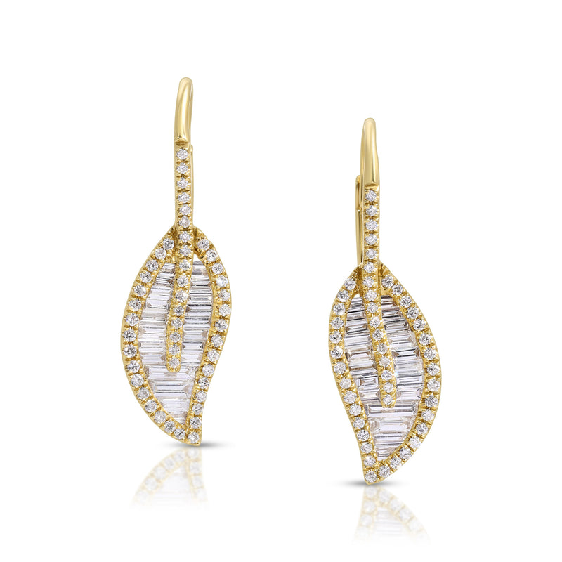 Anita Ko Leaf Drop Earrings with Pave Diamond Stem