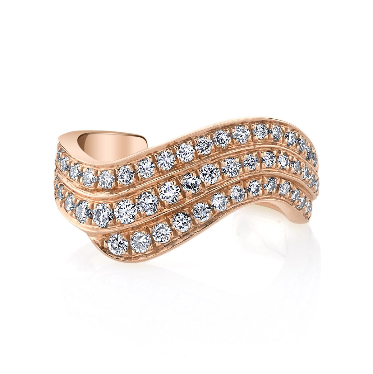 Anita Ko 3 Row Diamond Wave Ear Cuff - Rose Gold