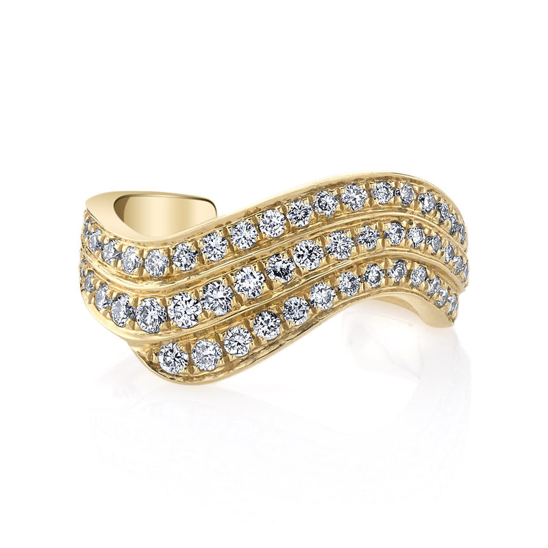 Anita Ko 3 Row Diamond Wave Ear Cuff - Yellow Gold