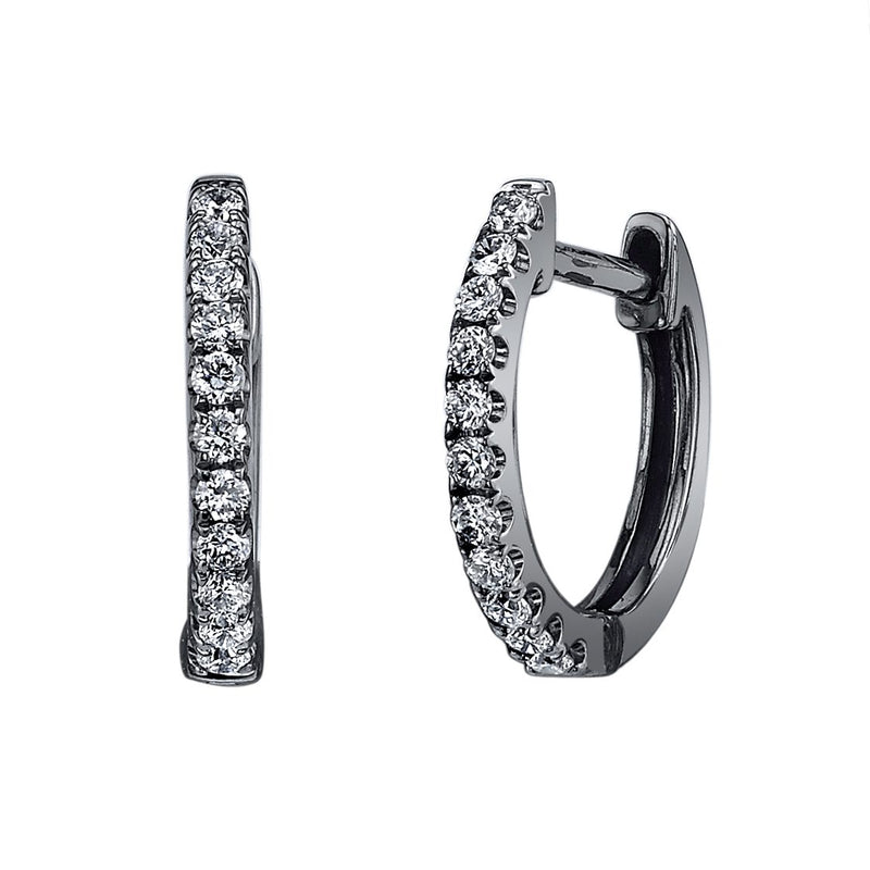 Anita Ko Small White Diamond Huggies in Black Gold