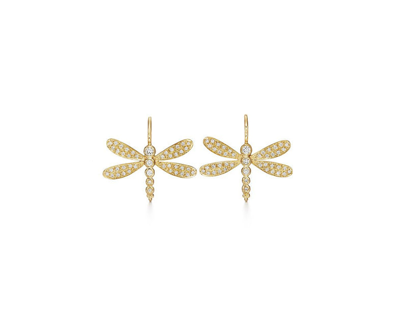 Temple St. Clair 18K Diamond Dragonfly Earrings