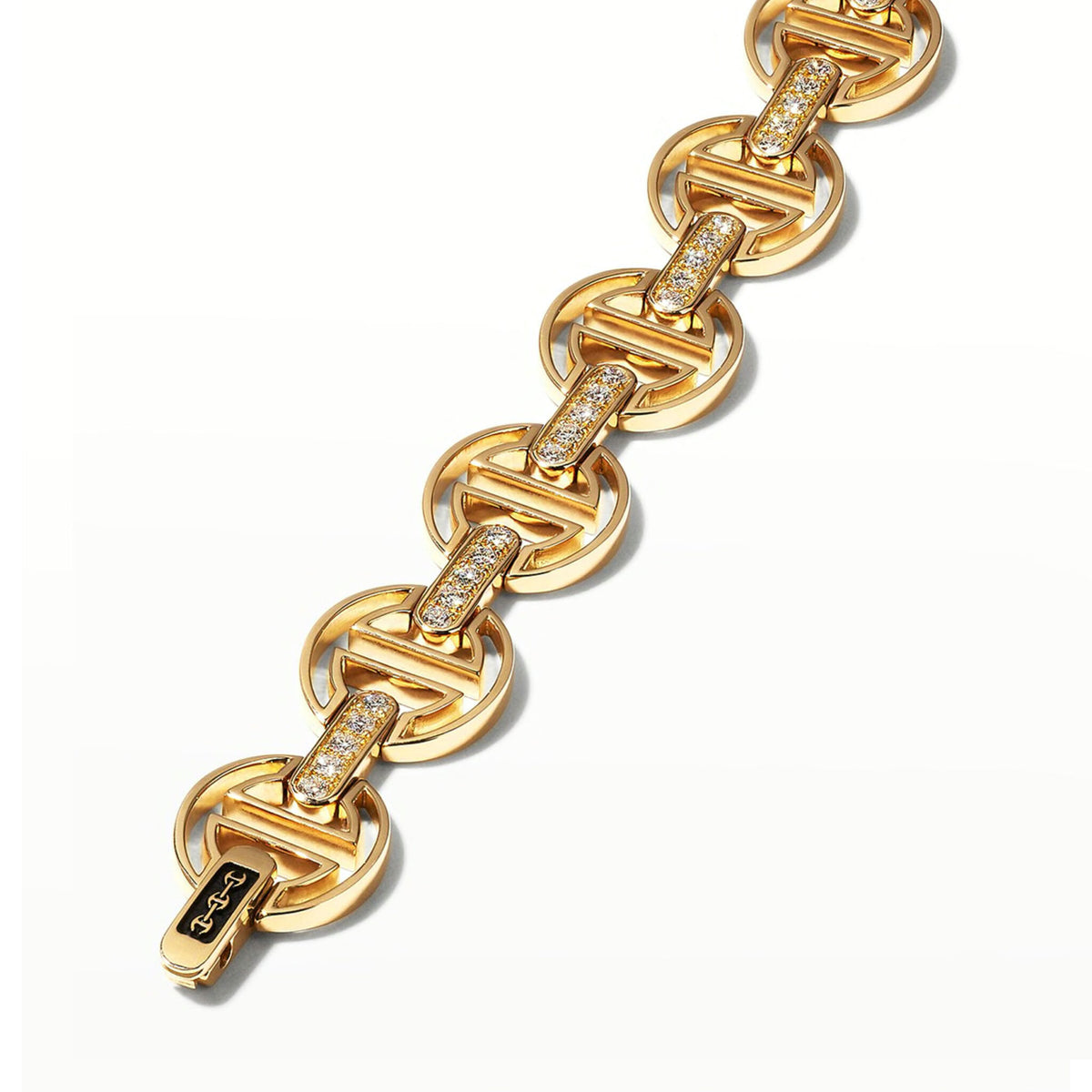 Hoorsenbuhs 18K Yellow Gold Large Link Pave Diamond Bracelet