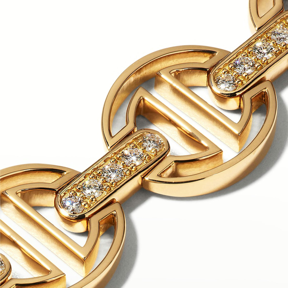 Hoorsenbuhs 18K Yellow Gold Large Link Pave Diamond Bracelet