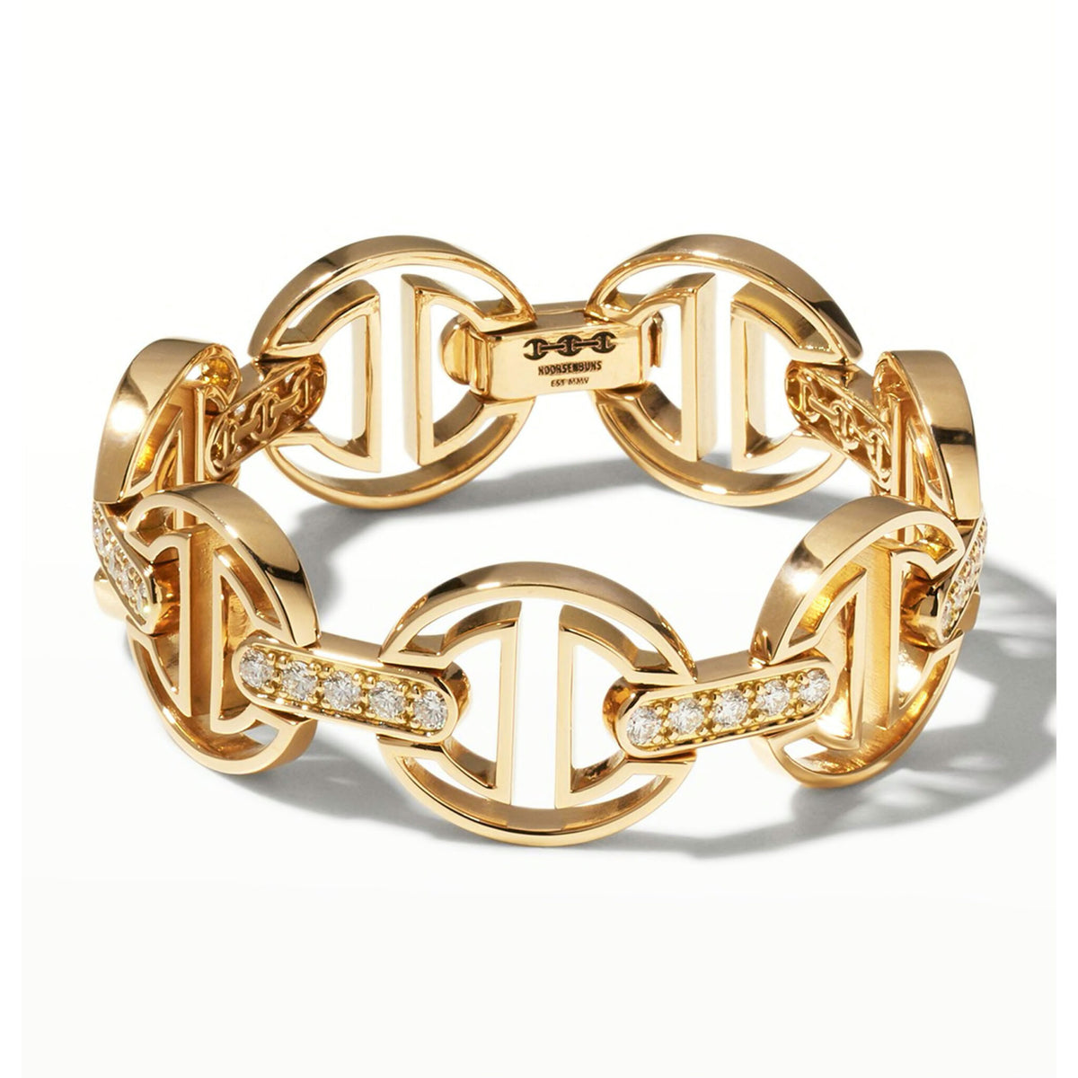 Hoorsenbuhs 18K Yellow Gold Large Link Pave Diamond Bracelet