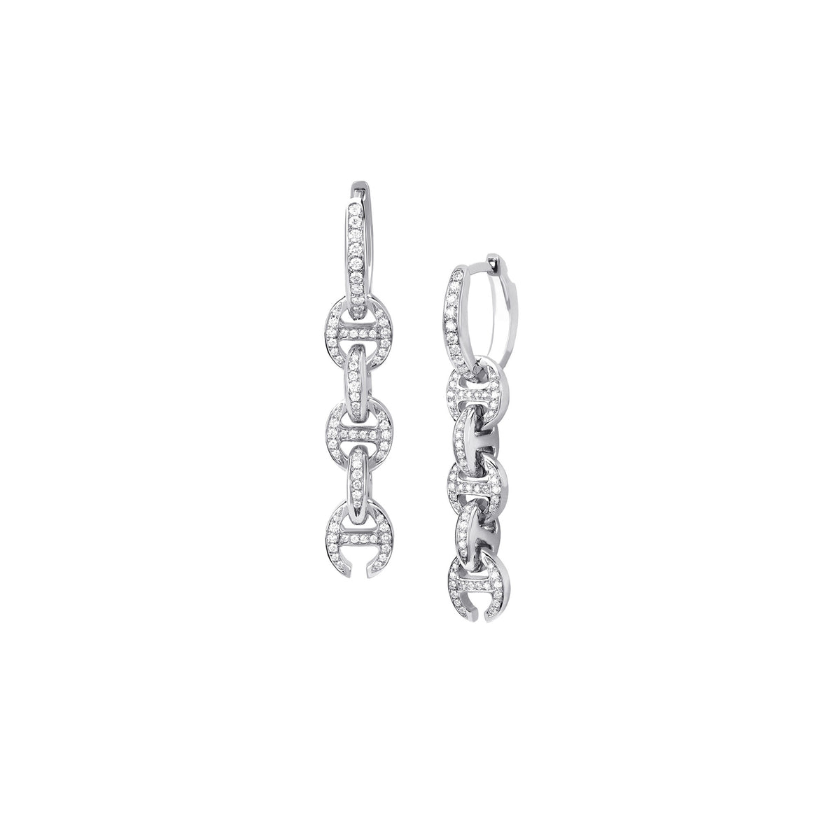 Hoorsenbuhs 18K White Gold 5 Link Pave Diamond Drop Earrings