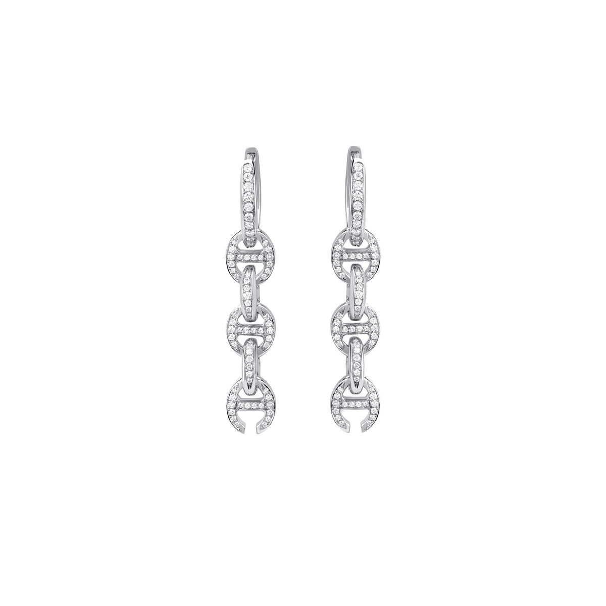 Hoorsenbuhs 18K White Gold 5 Link Pave Diamond Drop Earrings