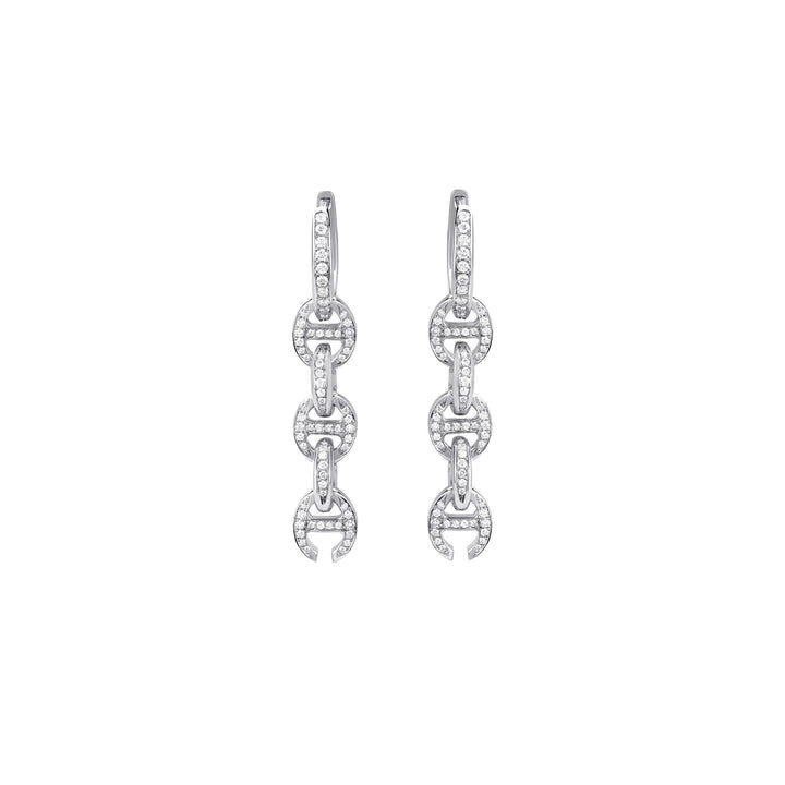 Hoorsenbuhs 18K White Gold 5 Link Pave Diamond Drop Earrings