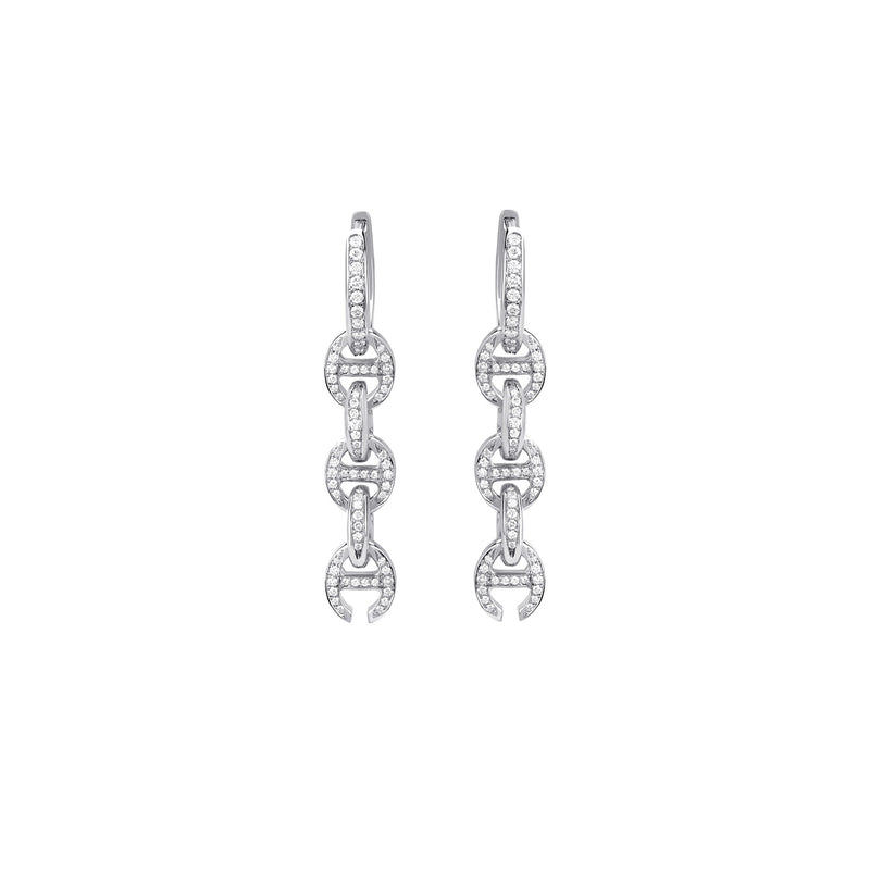 Hoorsenbuhs 18K White Gold 5 Link Pave Diamond Drop Earrings