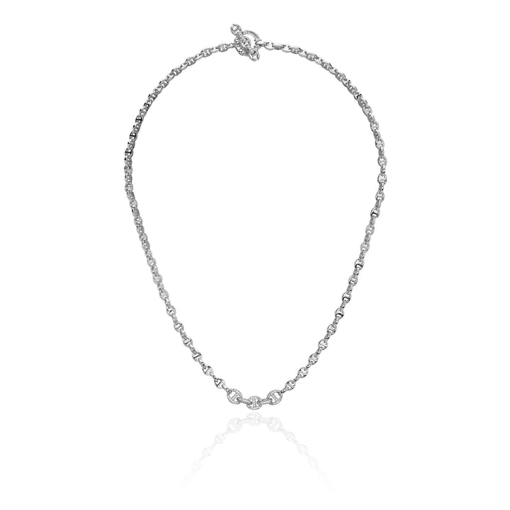 Hoorsenbuhs 18K White Gold Open Link Pave Diamond Necklace