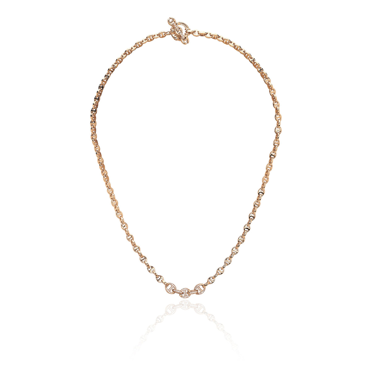 Hoorsenbuhs 18K Yellow Gold 5 Link Micro Pave Diamond Necklace