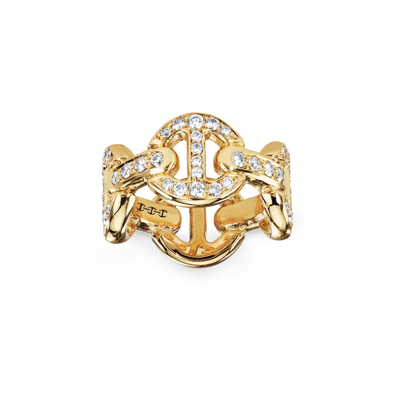 Hoorsenbuhs 18K Yellow Gold Antiquated Diamond Link Ring