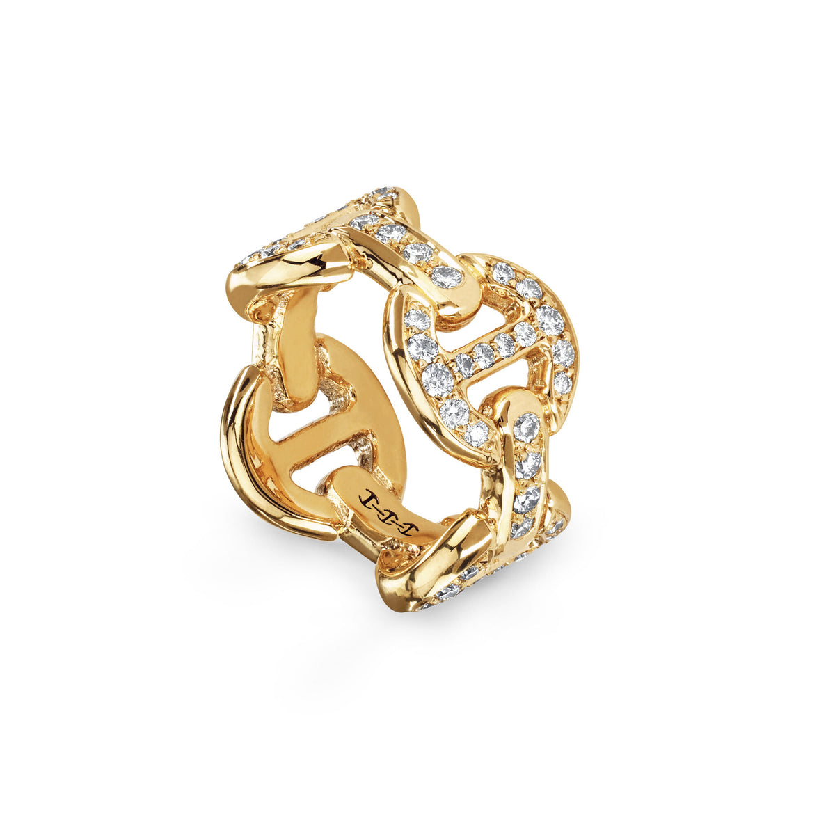 Hoorsenbuhs 18K Yellow Gold Antiquated Diamond Link Ring