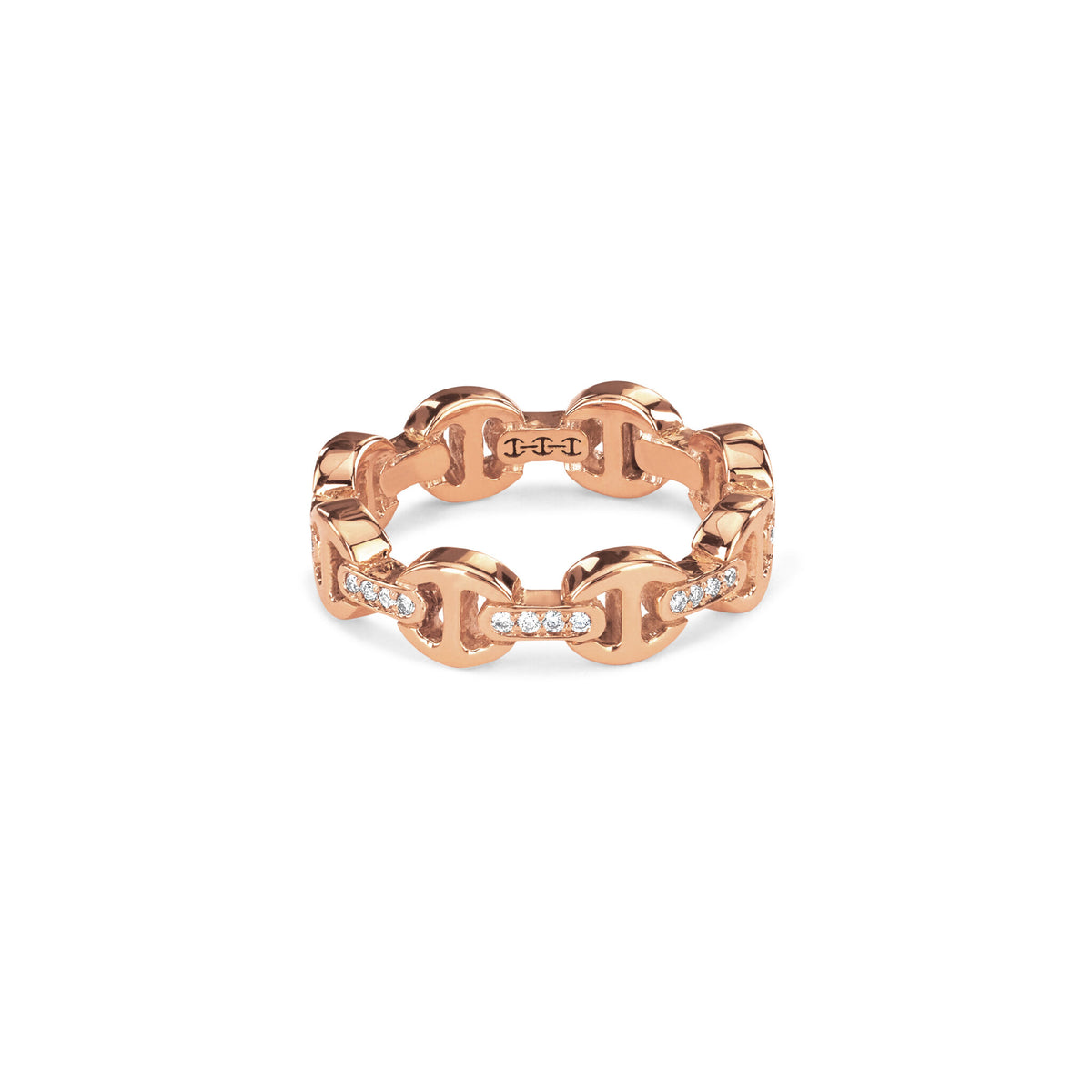Hoorsenbuhs Stackable 18K Rose Gold Dame Tri-Link Diamond Ring