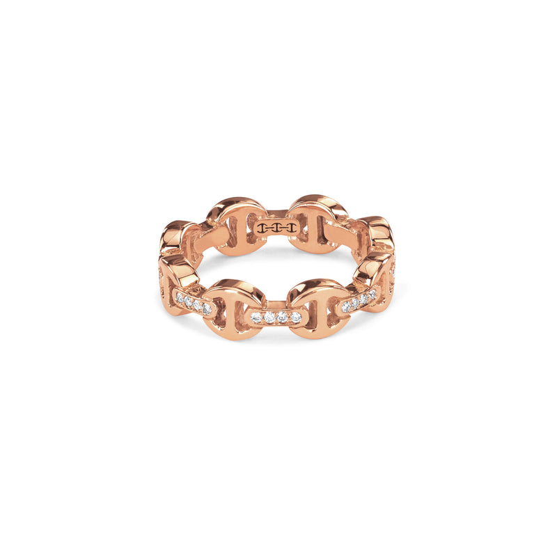 Hoorsenbuhs Stackable 18K Rose Gold Dame Tri-Link Diamond Ring