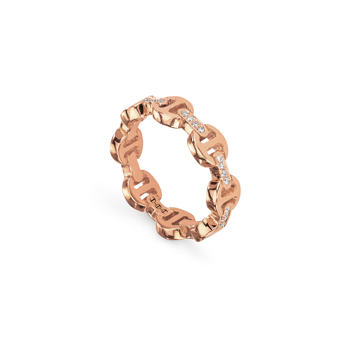 Hoorsenbuhs Stackable 18K Rose Gold Dame Tri-Link Diamond Ring