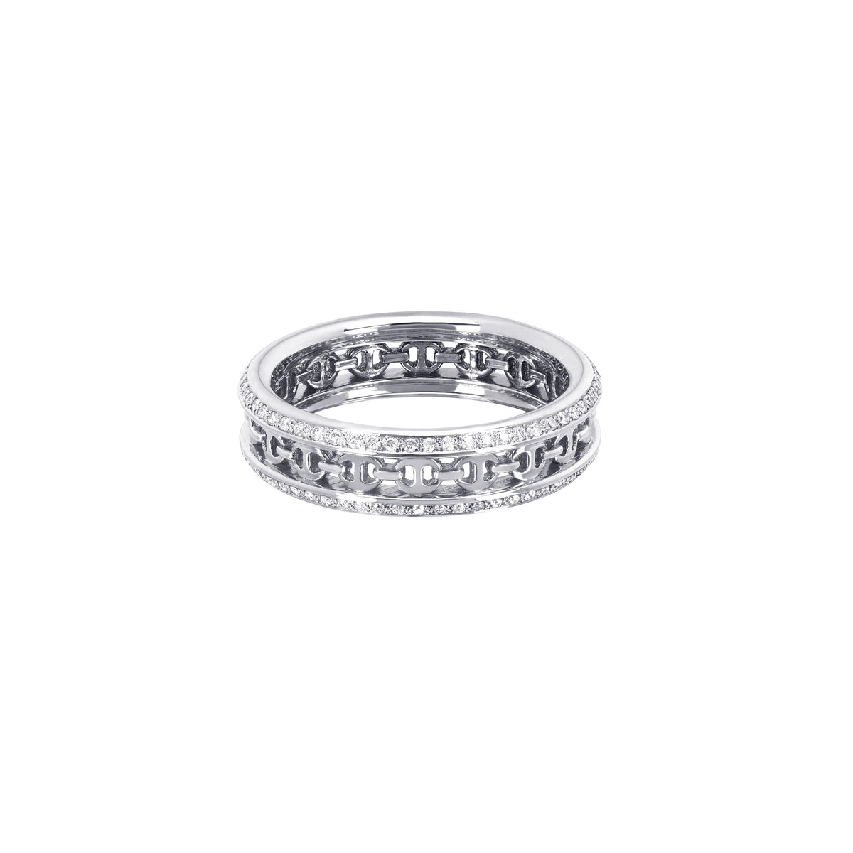 Hoorsenbuhs 18K White Gold Chassis Diamond Link Ring