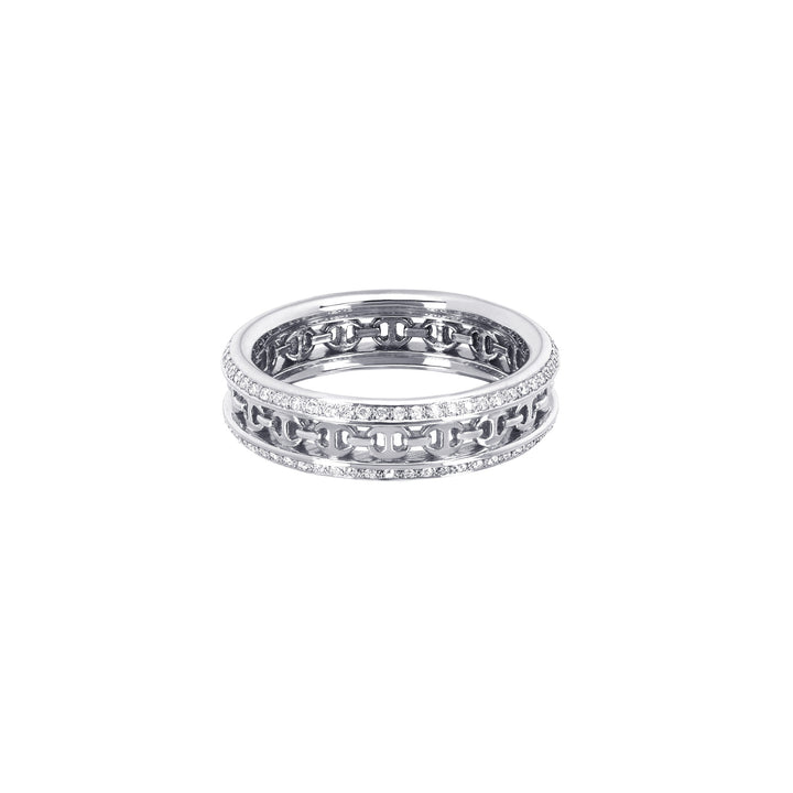 Hoorsenbuhs 18K White Gold Chassis Diamond Link Ring