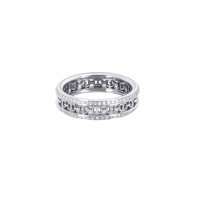 Hoorsenbuhs 18K White Gold Chassis Diamond Link Ring