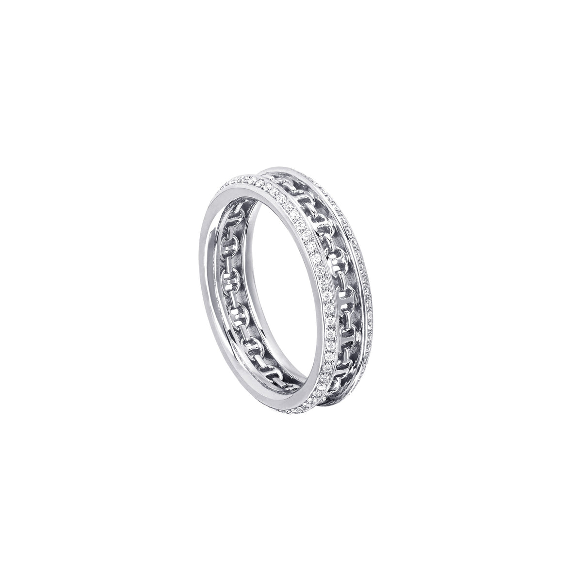 Hoorsenbuhs 18K White Gold Chassis Diamond Link Ring