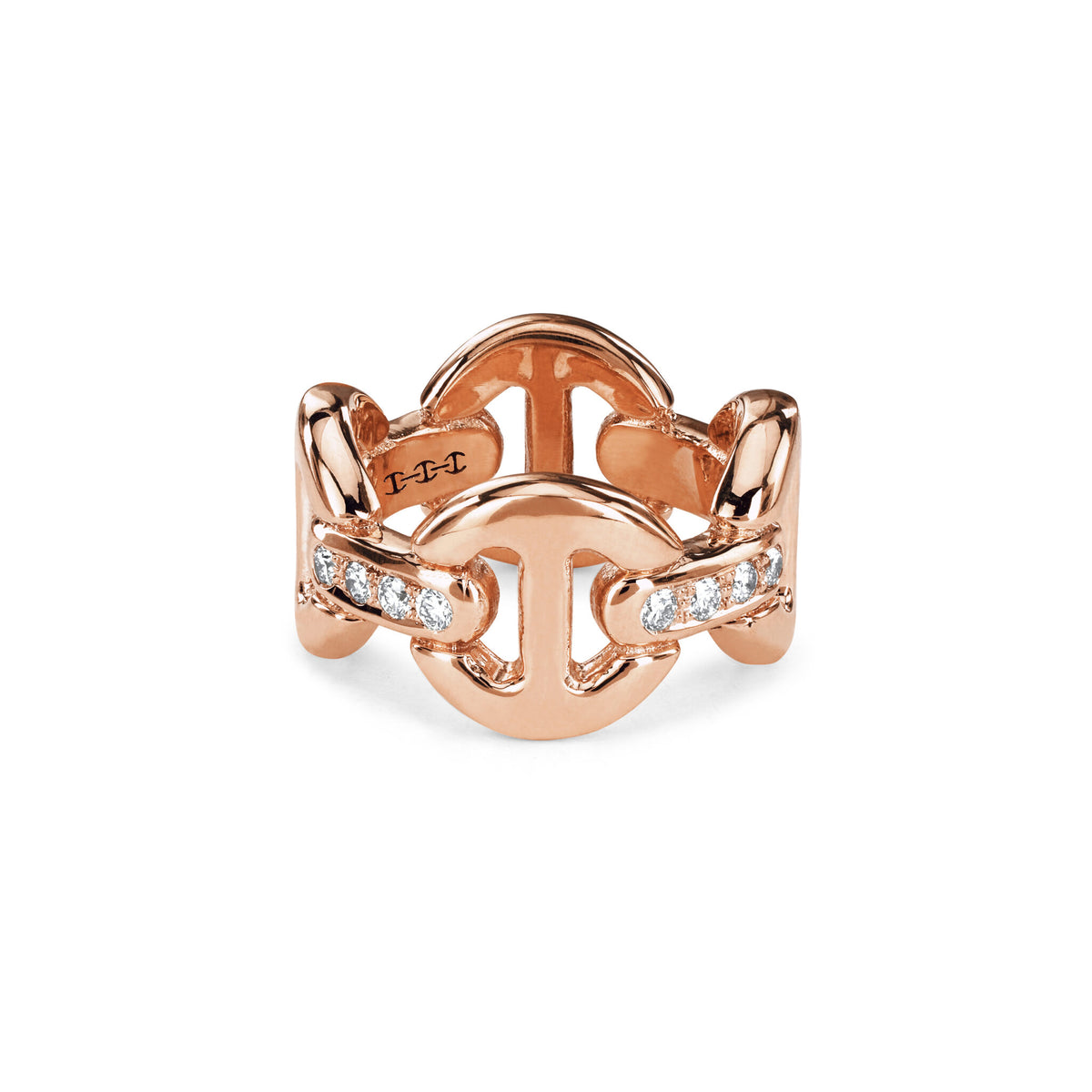 Hoorsenbuhs 18K Rose Gold Quad Link Diamond Bridge Ring