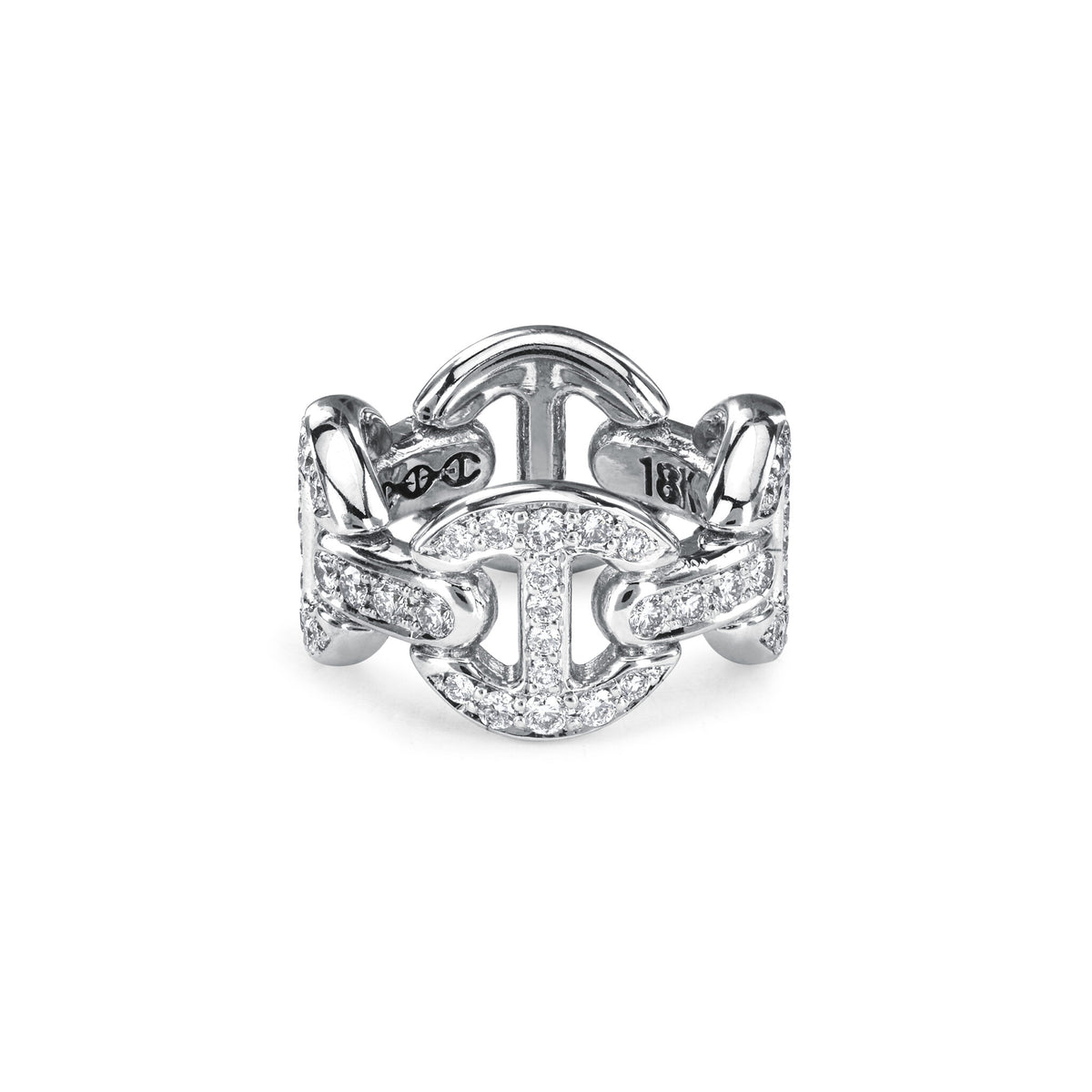 Hoorsenbuhs 18K White Gold Quad Link Antiquated Diamond Ring