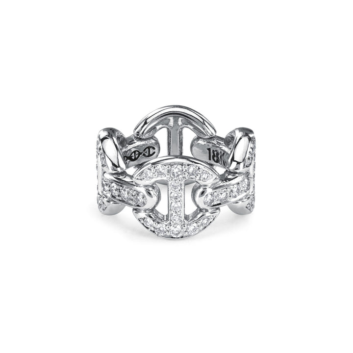 Hoorsenbuhs 18K White Gold Quad Link Antiquated Diamond Ring
