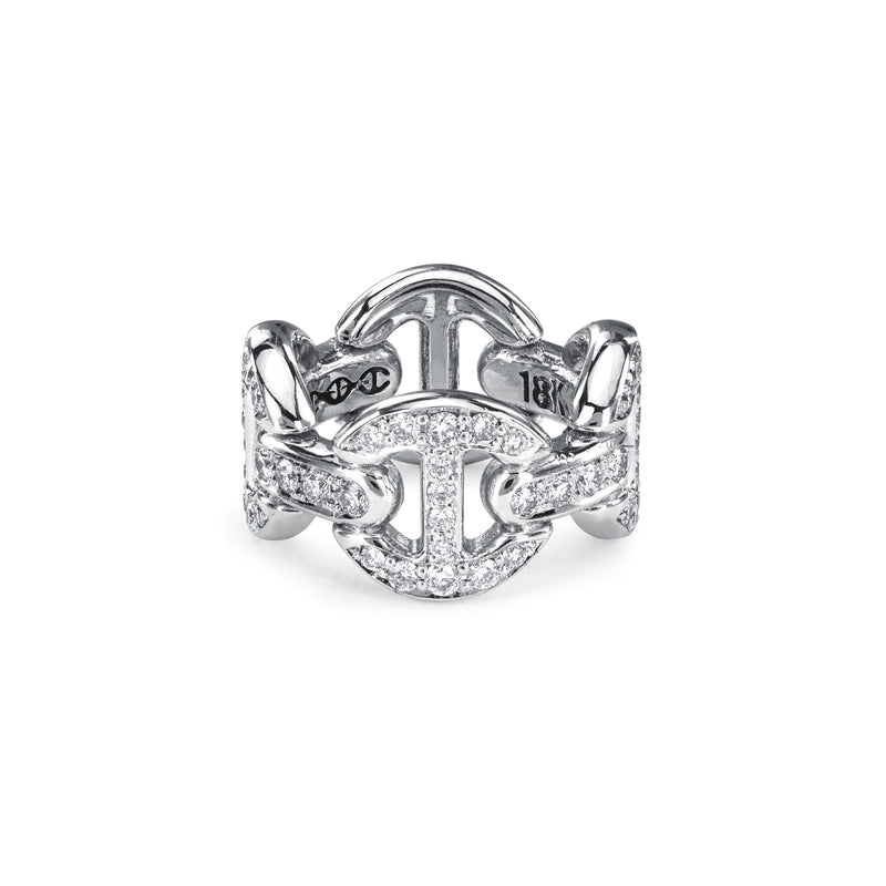Hoorsenbuhs 18K White Gold Quad Link Antiquated Diamond Ring