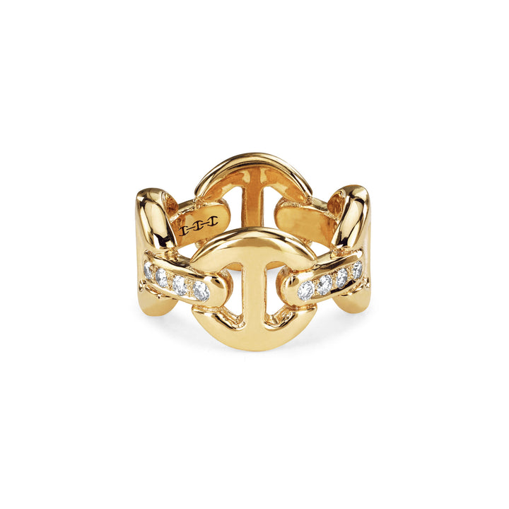 Hoorsenbuhs 18K Yellow Gold Quad Link Diamond Bridge Ring