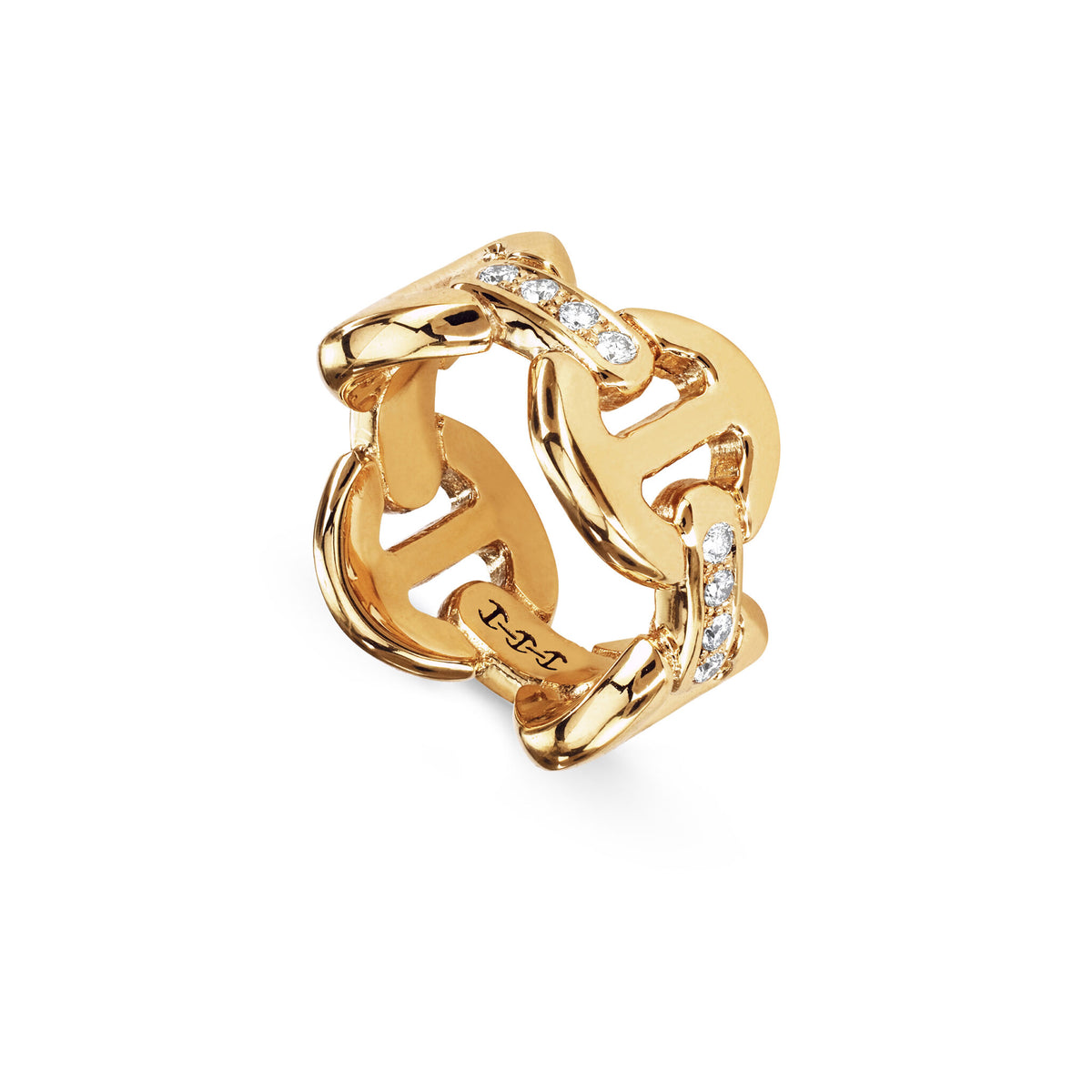 Hoorsenbuhs 18K Yellow Gold Quad Link Diamond Bridge Ring