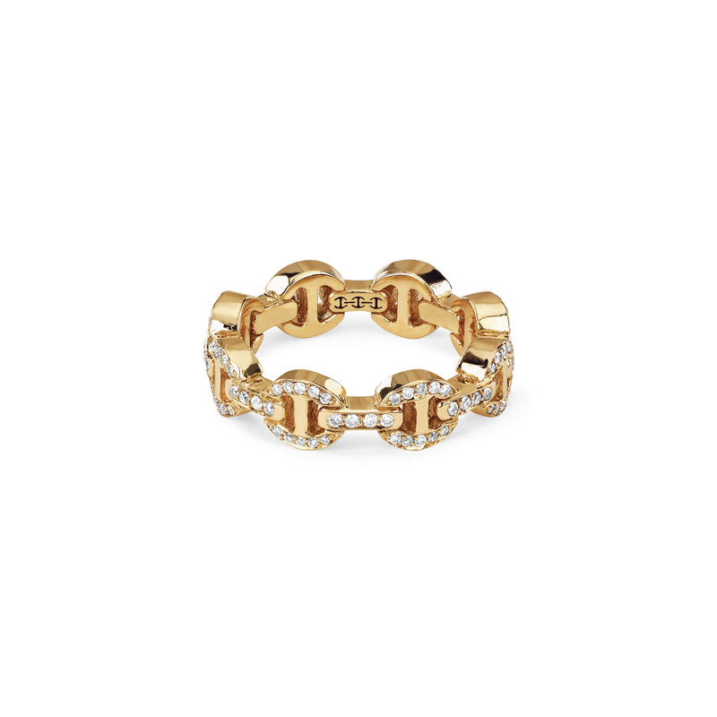 Hoorsenbuhs 18K Yellow Gold Dame Tri Link Antiquated Diamond Ring