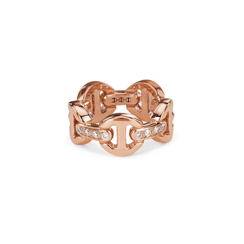 Hoorsenbuhs 18K Rose Gold Dame Tri-Link Diamond Ring