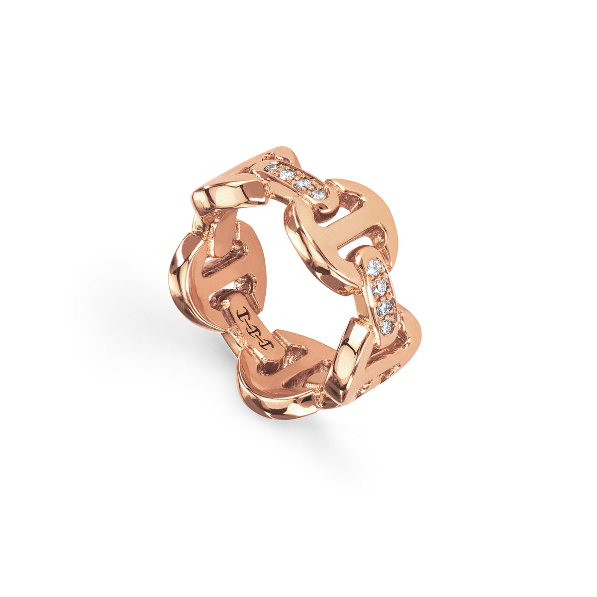 Hoorsenbuhs 18K Rose Gold Dame Tri-Link Diamond Ring