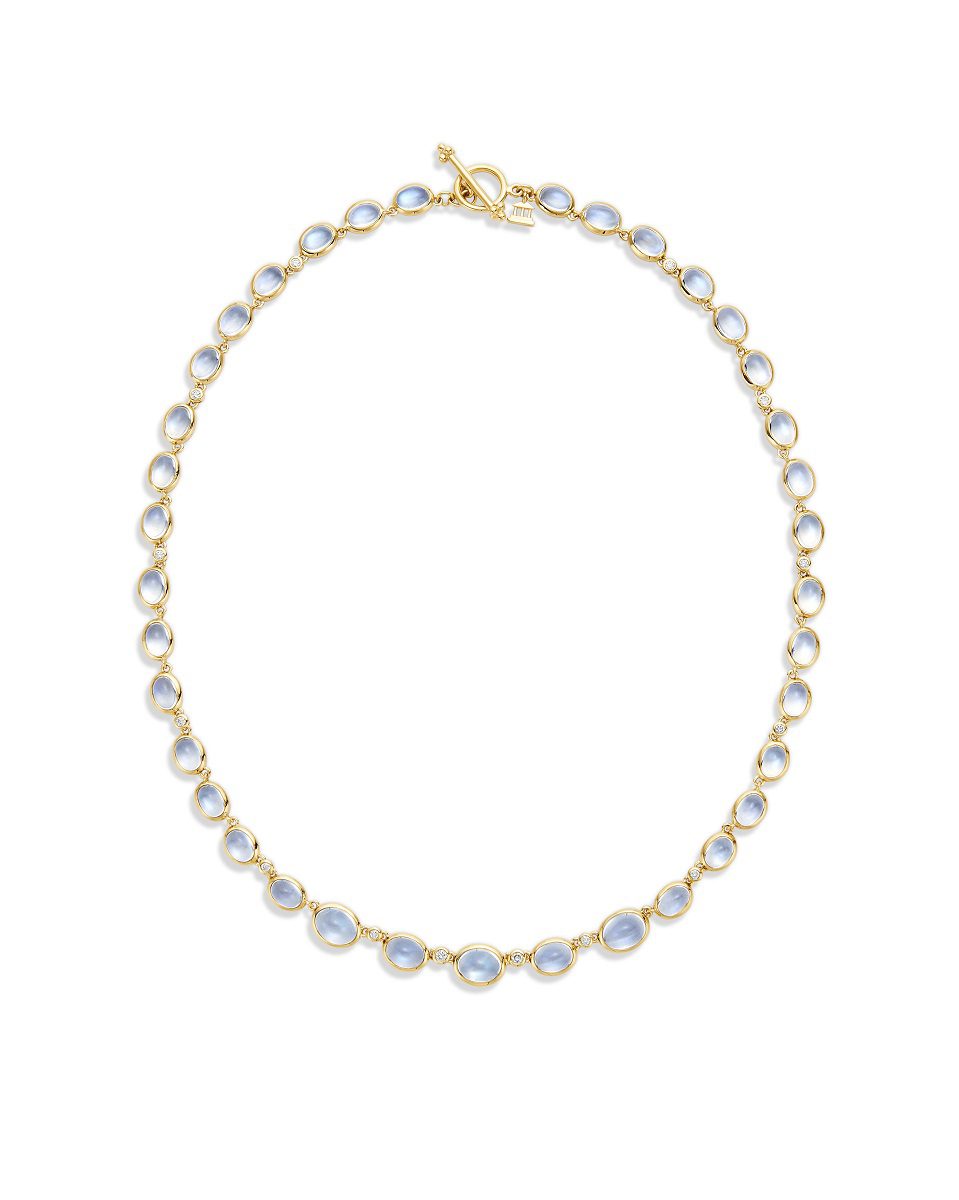 Temple St. Clair 18K Blue Moon Oval Eternity Necklace