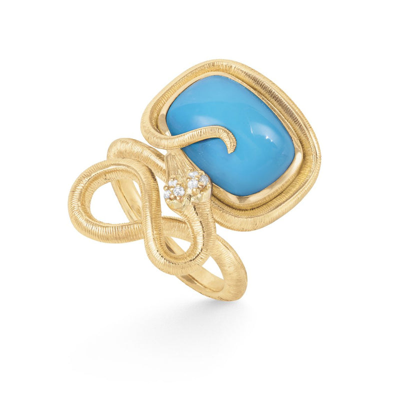 Ole Lynggaard Turquoise Snakes Ring