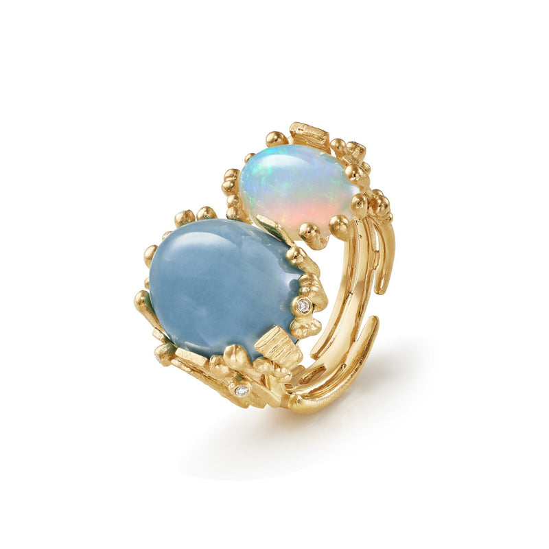 Ole Lynggaard Aquamarine Boho Double Ring