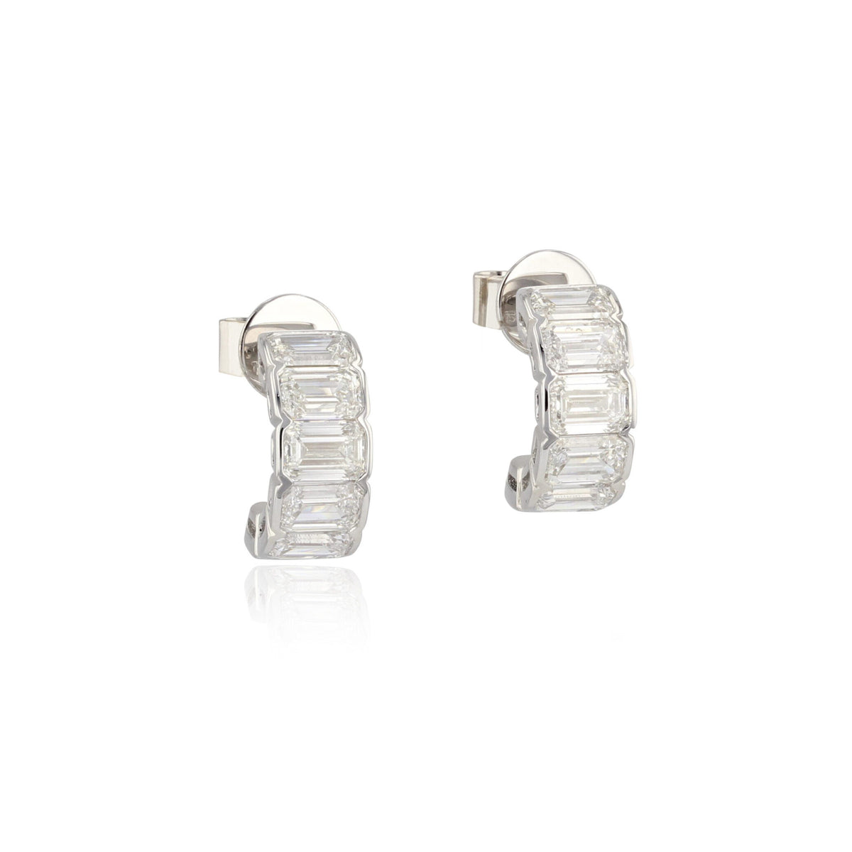 Phillips House Emerald Cut Diamond Cuddle Micro Hoop Earrings
