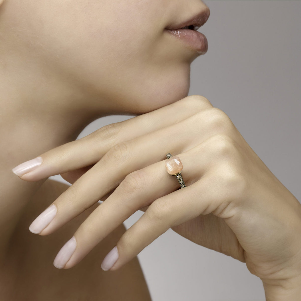 Pomellato Moonstone Chocolate Petit Nudo Ring