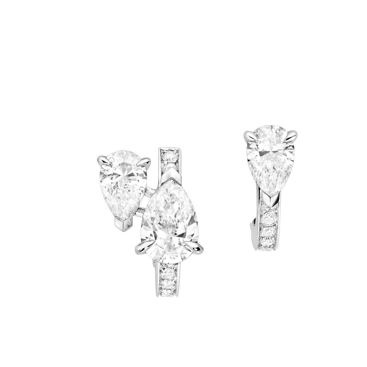 Repossi 3 Pear Cut Diamond Serti Sur Vide Earring