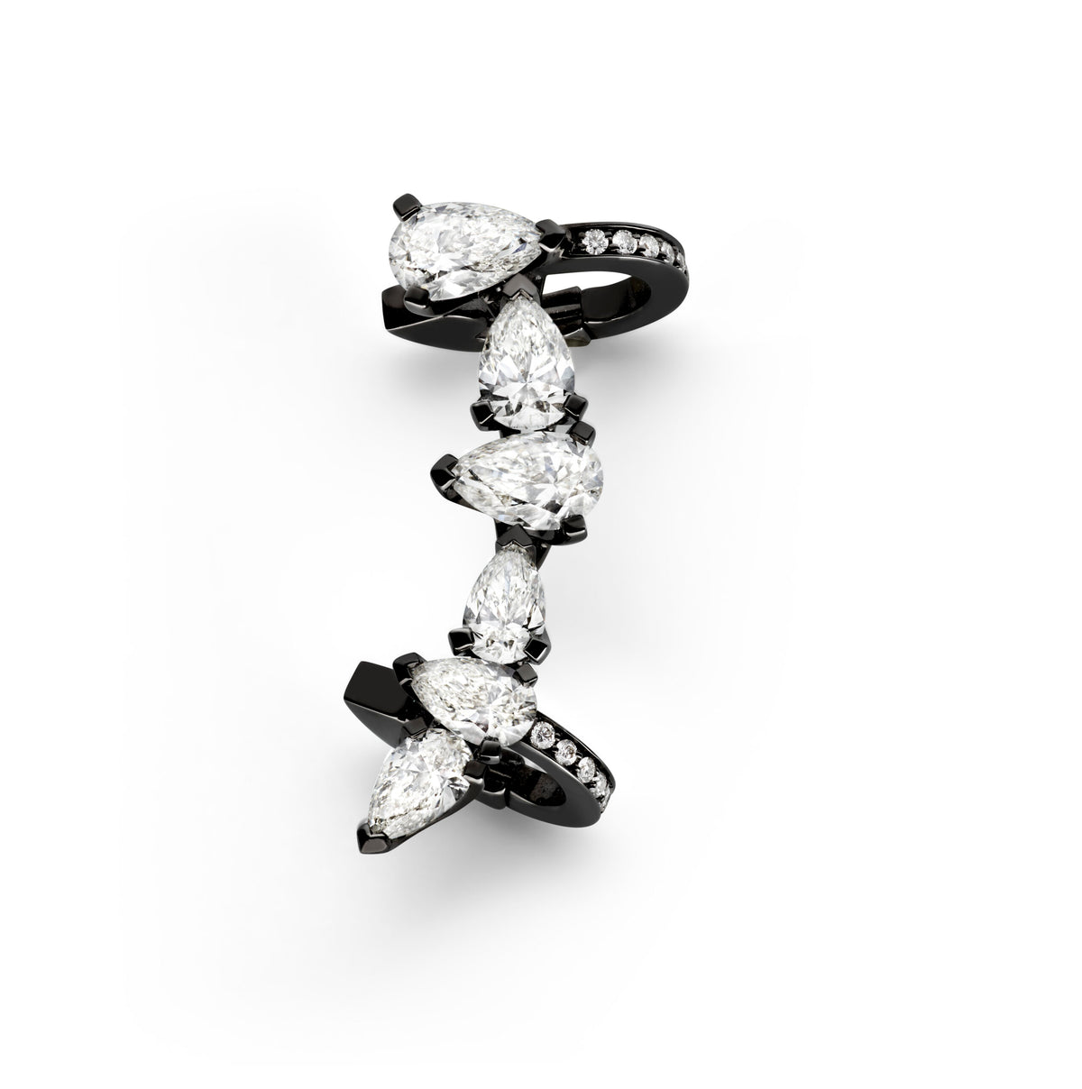Repossi Black Gold 6 Pear Cut Diamond Serti Sur Vide Earcuff